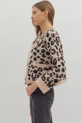 Aubrey Knit Cardigan - Taupe Leopard