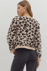 Aubrey Knit Cardigan - Taupe Leopard
