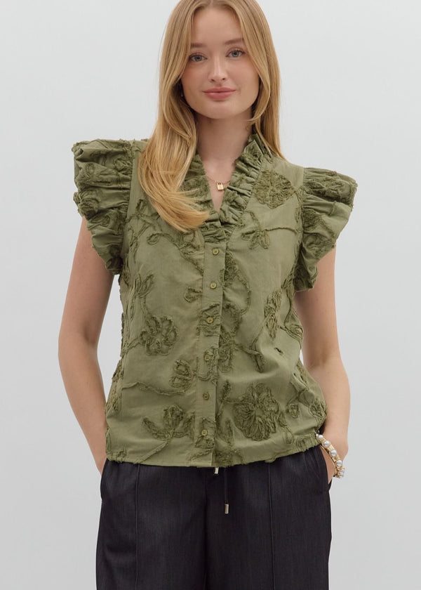 Penny Floral Blouse - Olive