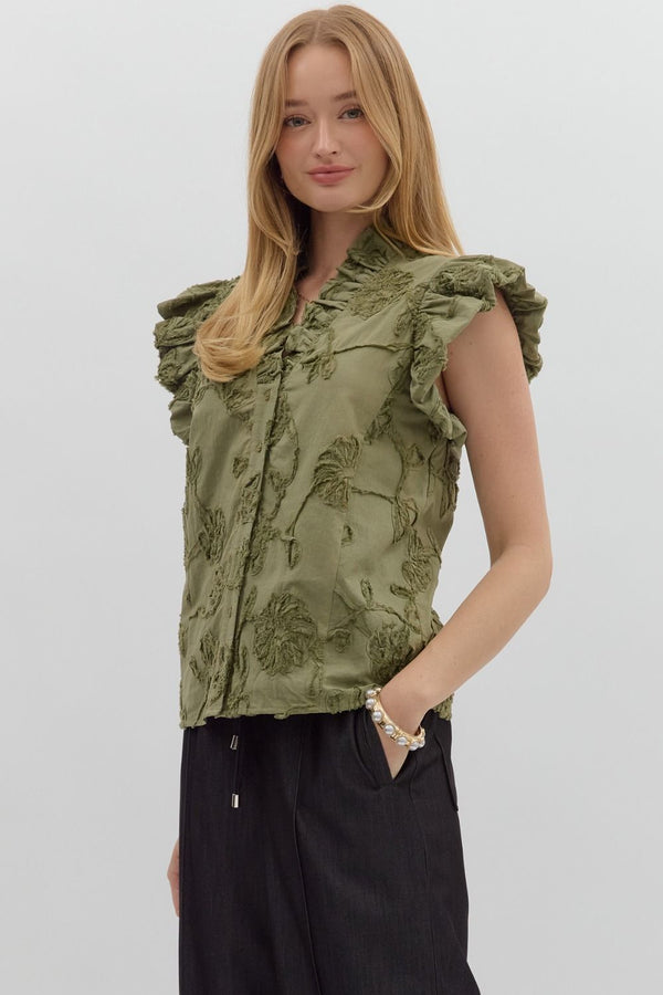 Penny Floral Blouse - Olive