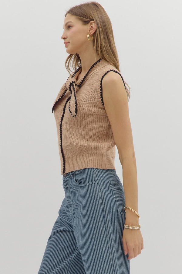 Western Chic Sweater Vest - Taupe