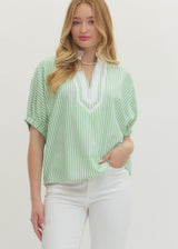 Claire Striped Top-Green