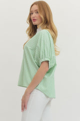 Claire Striped Top-Green