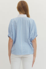 Claire Striped Top-LT Blue