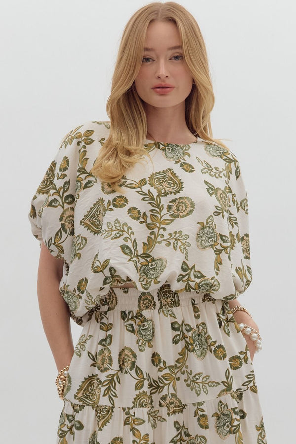 Jace Bubble Blouse - Olive