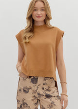 Neena Mock Neck Top - Camel