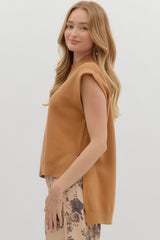 Neena Mock Neck Top - Camel