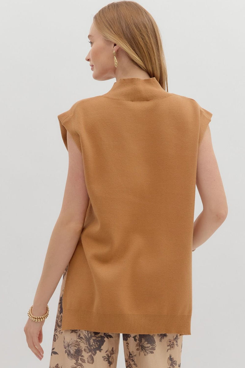 Neena Mock Neck Top - Camel
