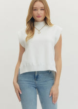 Serena Mock Neck Top- Off White