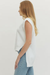 Serena Mock Neck Top- Off White