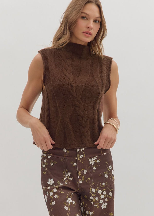 Aspen Sweater Tank - Brown