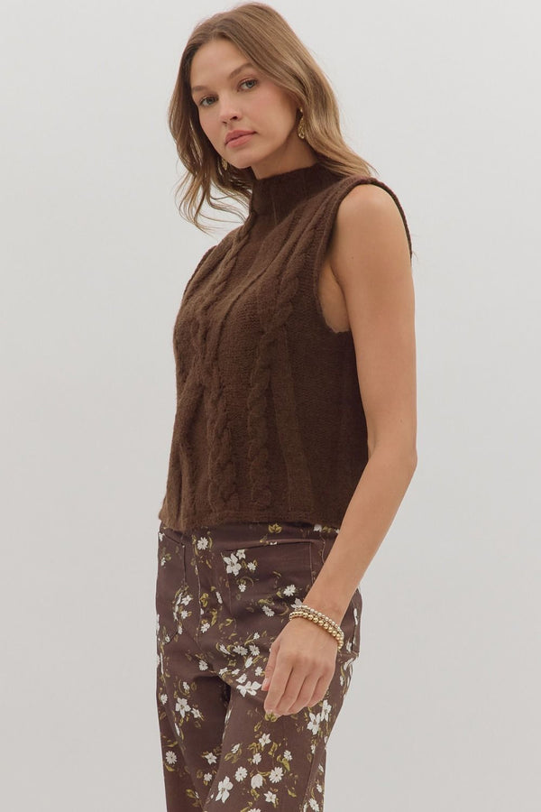 Aspen Sweater Tank - Brown