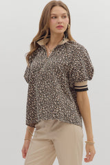 Kat Leopard Top - Taupe