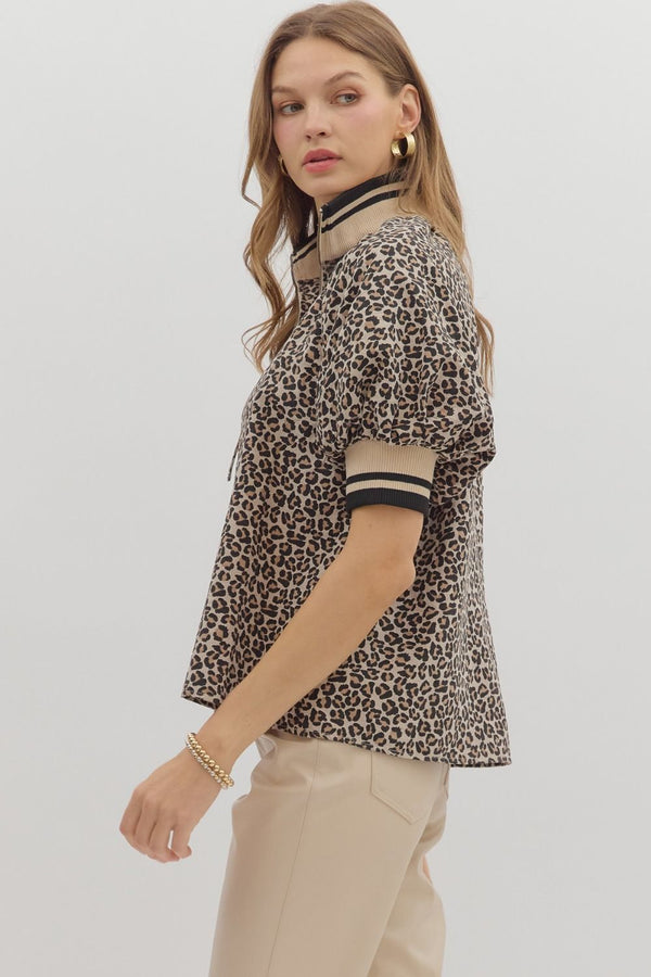 Kat Leopard Top - Taupe