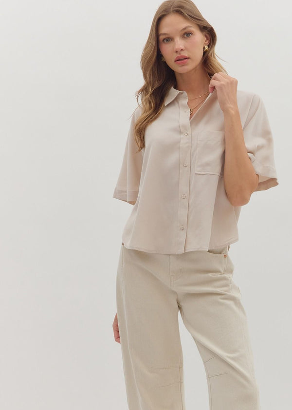 Jude Cropped Blouse - Ecru