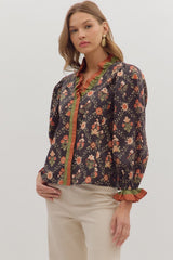 Ophelia Floral Blouse - Black