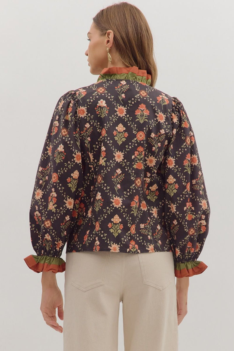Ophelia Floral Blouse - Black