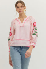 Aurora Floral Top- Pink