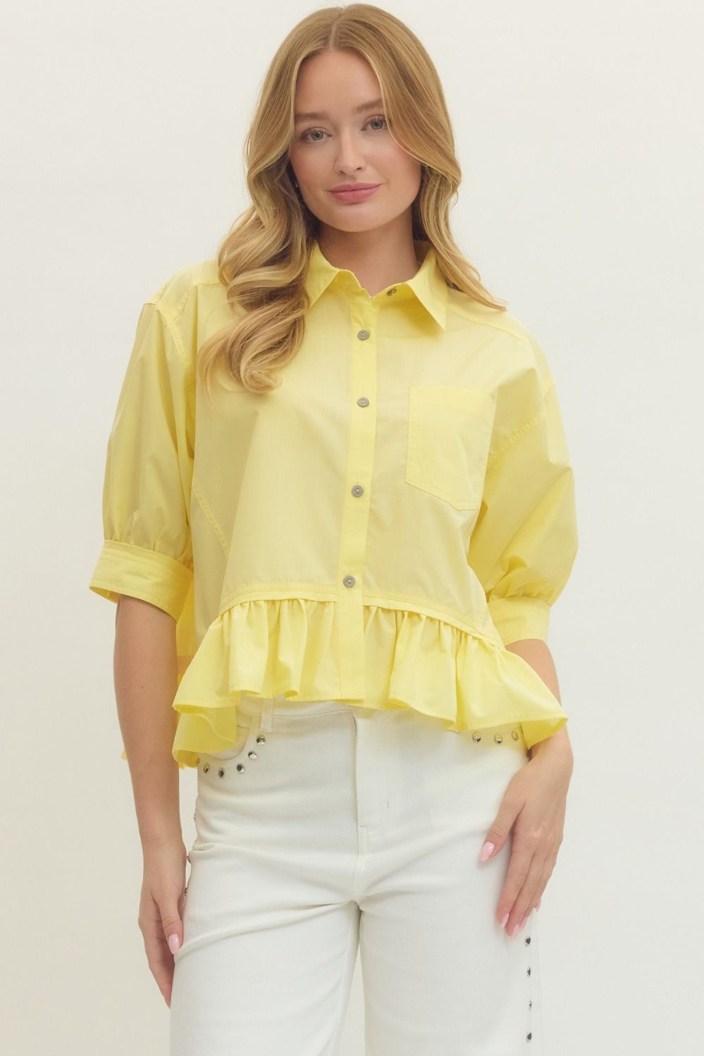 Lilla Ruffle Top- Yellow – Ivy Lee Boutique