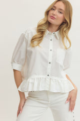 Lilla Ruffle Top- Off White