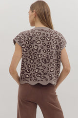 Lenny Sweater Top - Grey Leopard