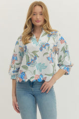 Alexandria Floral Blouse - Blue