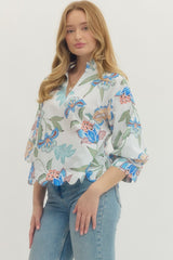 Alexandria Floral Blouse - Blue
