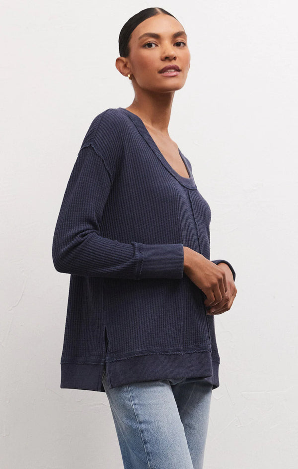 Z Supply Willow Waffle Long Sleeve Top - Inca