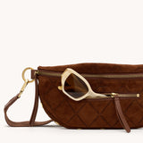 HAMMITT | Charles Crossbody Medium - Chocolate Diamond Suede/Antique Gold