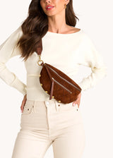 HAMMITT | Charles Crossbody Medium - Chocolate Diamond Suede/Antique Gold