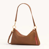 HAMMITT | Kyle Small Soft Leather Bag - Mahogany Pebble/Brushed Gold/Red Zip