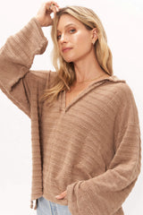 Project Social T: Capistrano Collared Washed Pullover-Tea Leaves