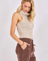 Saylor Turtleneck Sleeveless Sweater - Oatmeal