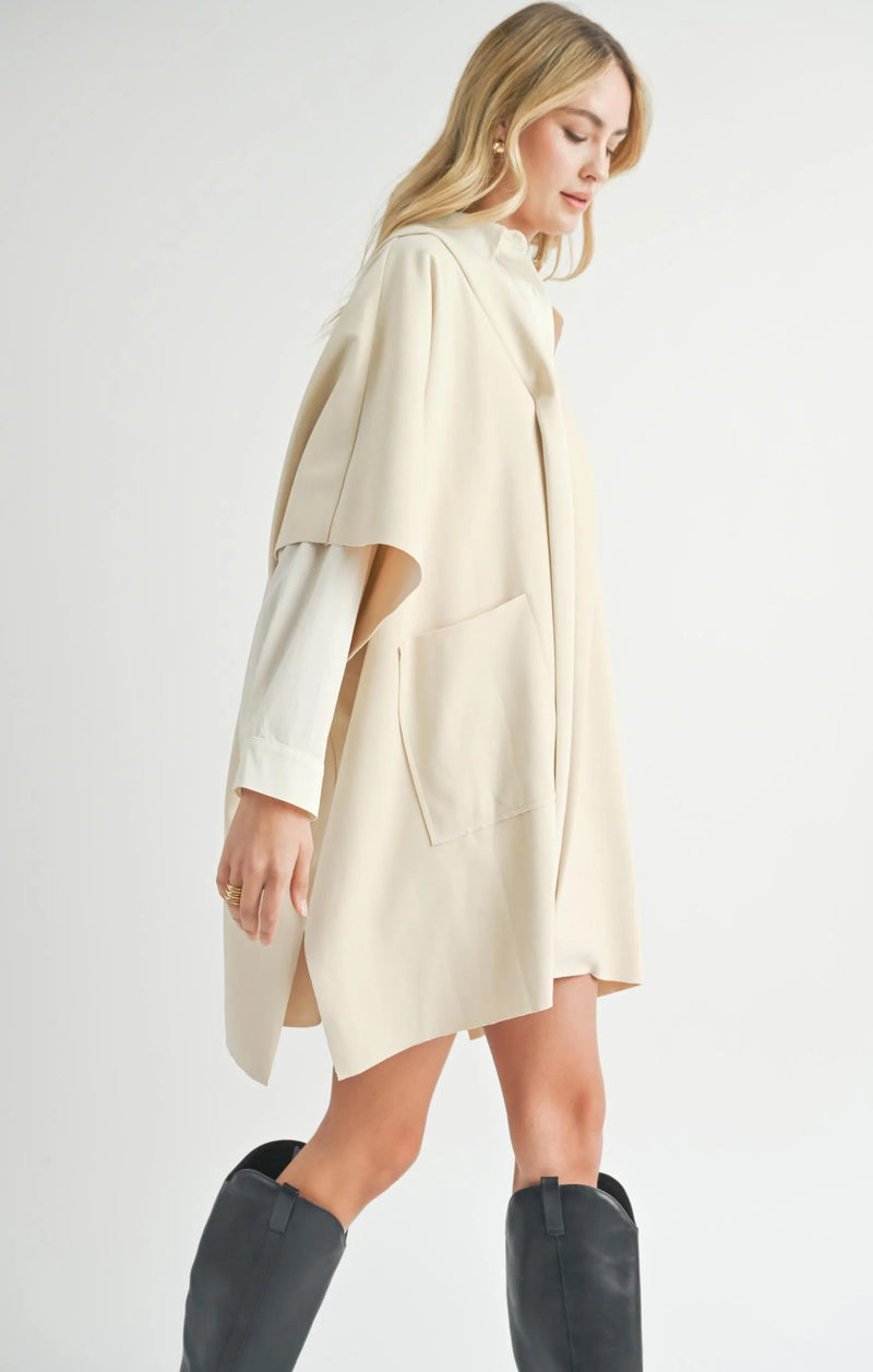 Lisha Belted Poncho - Cream