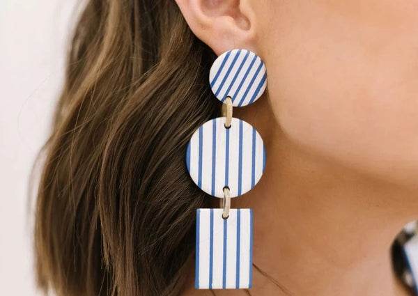 Sunshine Tienda: Blue Stripe Harbor Earrings