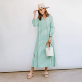 Sunshine Tienda: Sienna Dress - Green and White Stripe