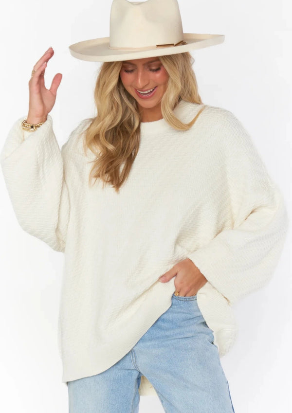 MUMU: Crosby Sweater - White Textured Knit