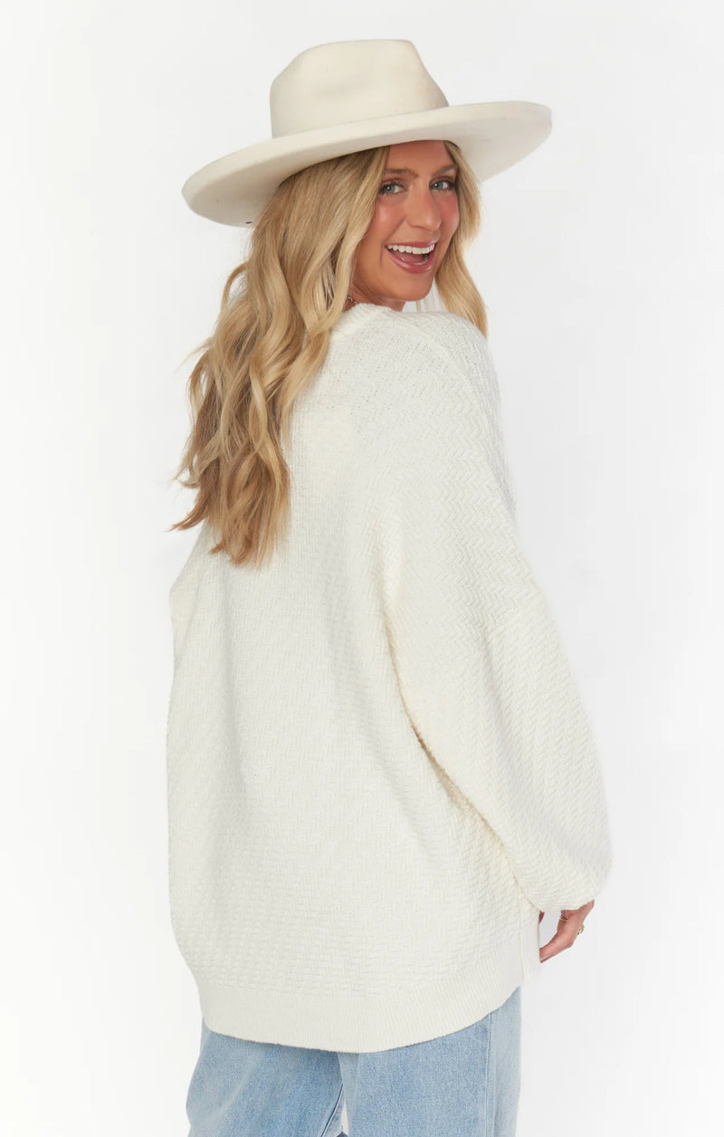 MUMU: Crosby Sweater - White Textured Knit