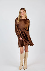 Warm Tea Dolman Mini Dress - Brown