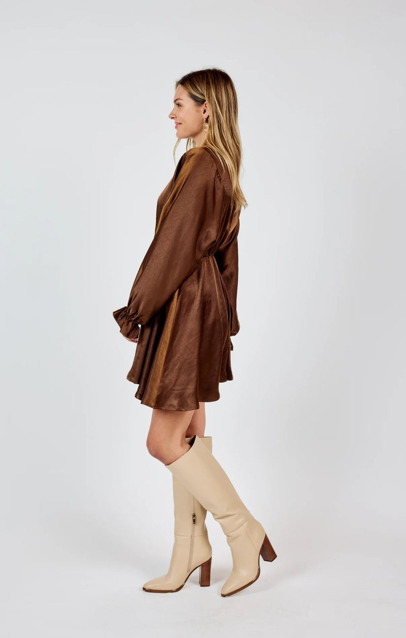 Warm Tea Dolman Mini Dress - Brown