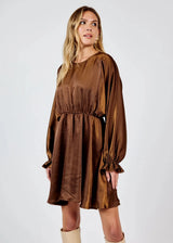 Warm Tea Dolman Mini Dress - Brown