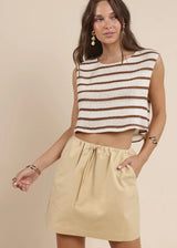 Lingering Light Striped Knit Top - Cream Brown