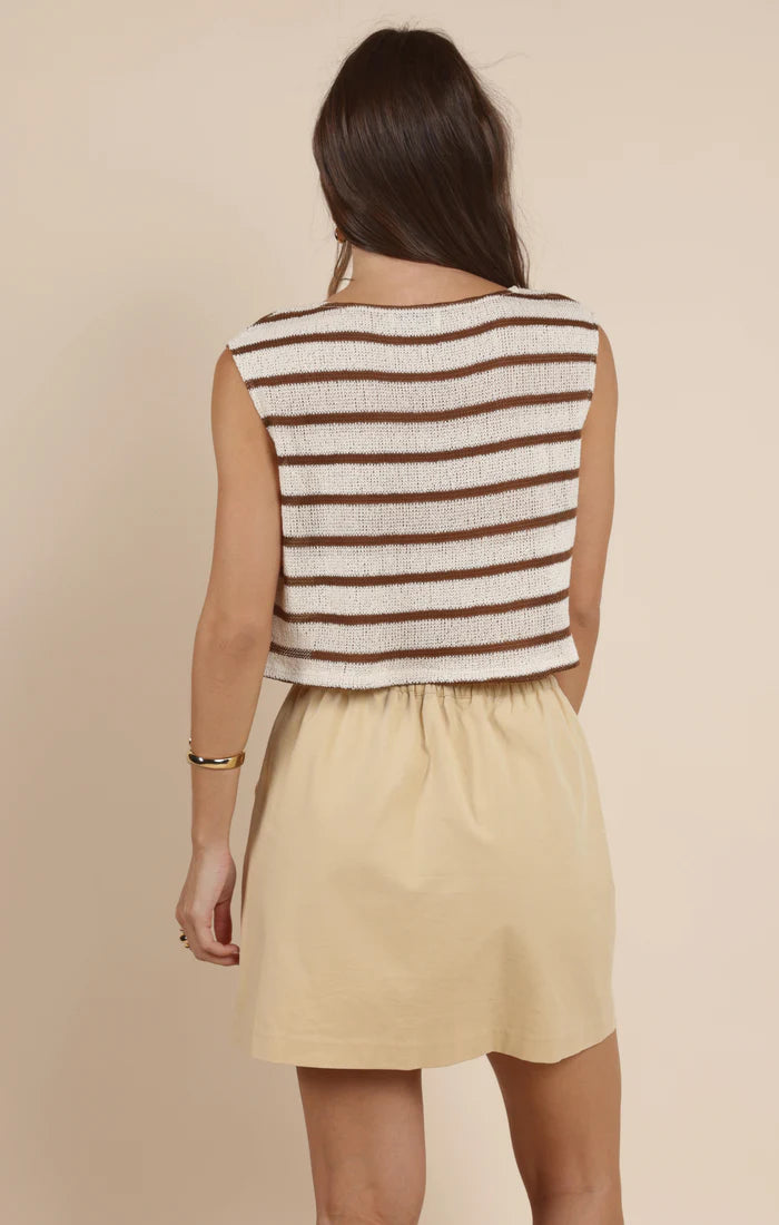 Lingering Light Striped Knit Top - Cream Brown