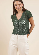 Mercer Crochet Cardigan Top - Green