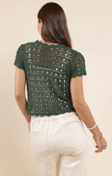 Mercer Crochet Cardigan Top - Green