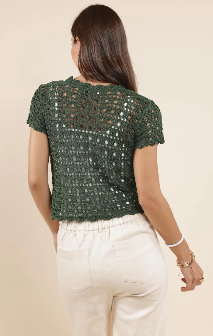 Mercer Crochet Cardigan Top - Green