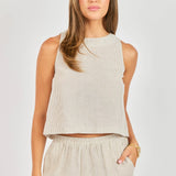 Garden Sun Button Tank - Taupe