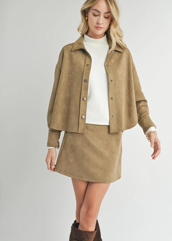Tuscany Faux Suede Jacket - Olive