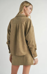 Tuscany Faux Suede Jacket - Olive