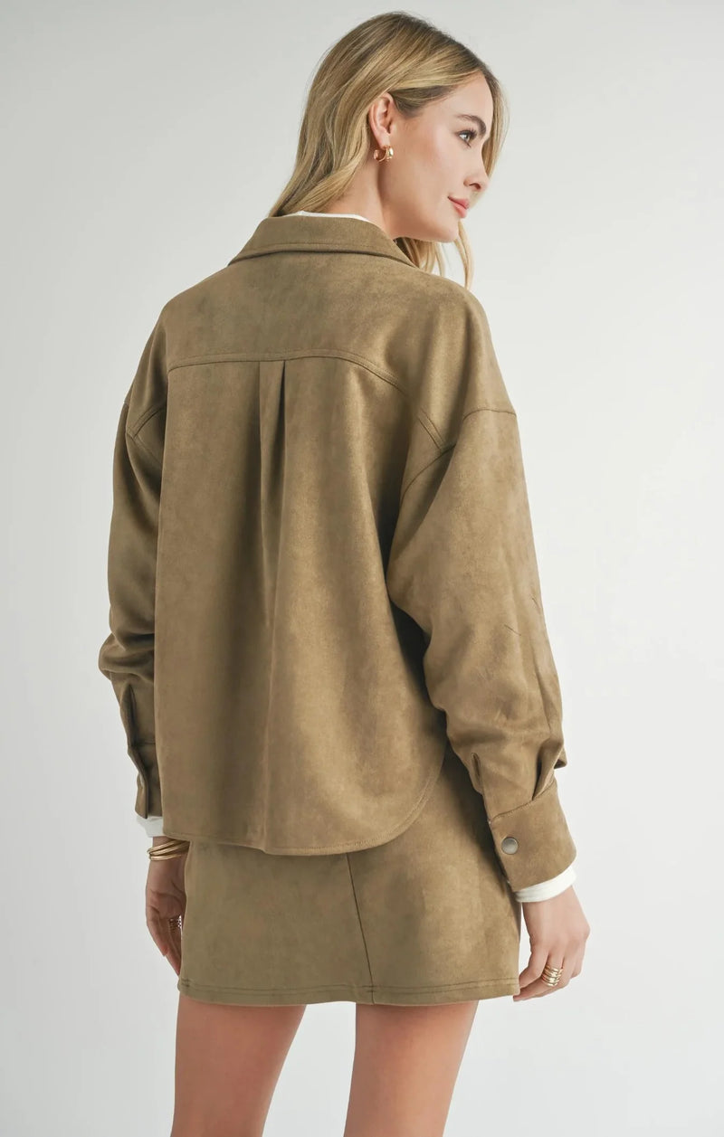 Tuscany Faux Suede Jacket - Olive